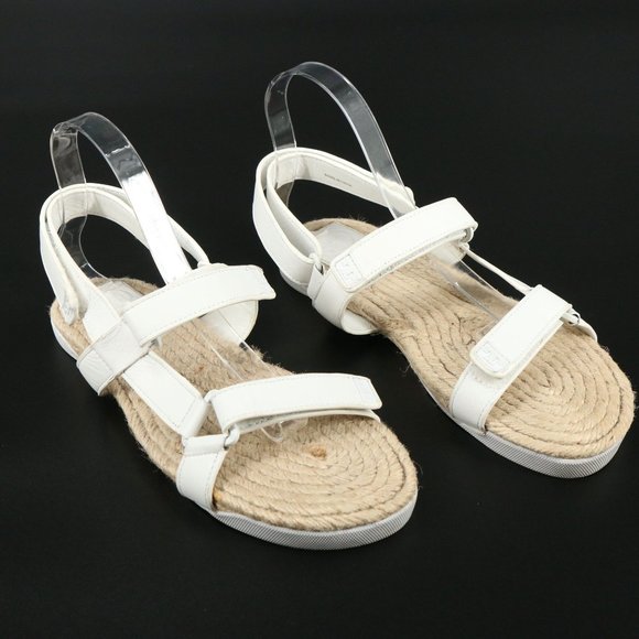 Tory Burch Shoes - Tory Burch White Bumper Strappy Leather Espadrille Sandals 9